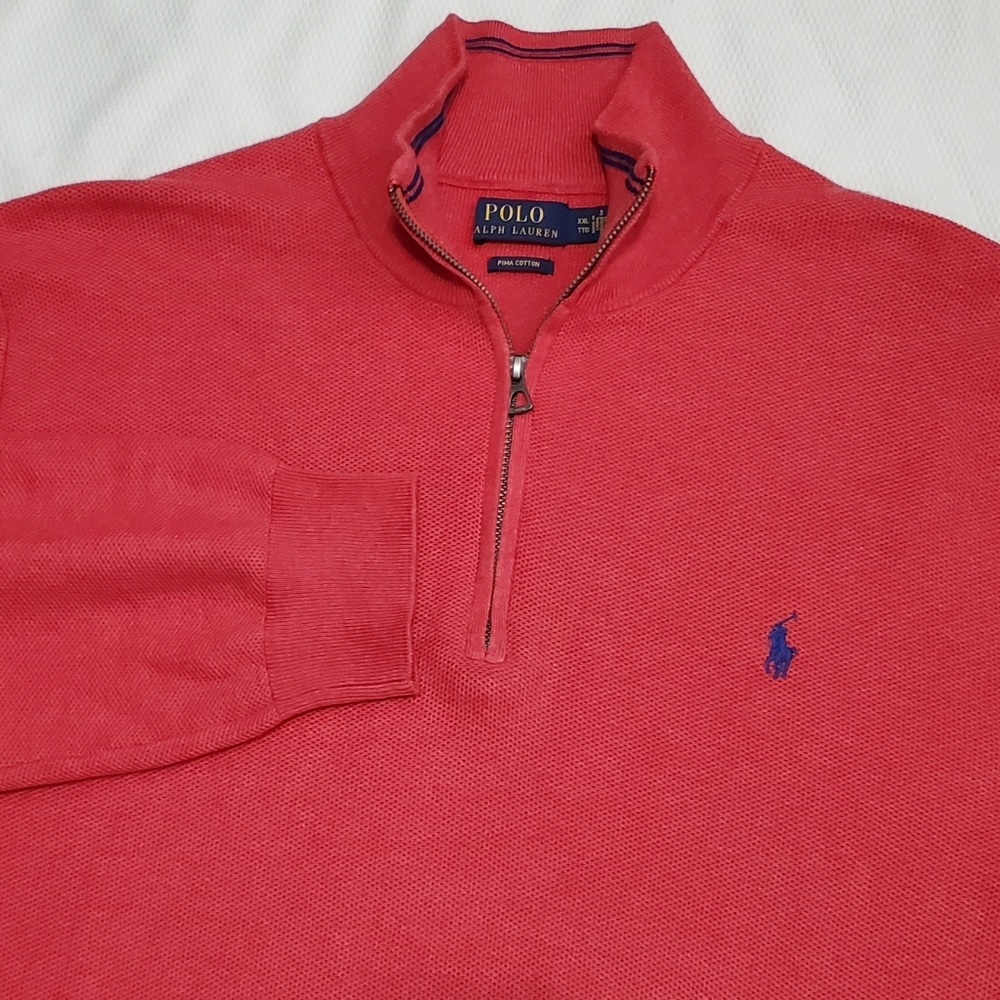 POLO Ralph Lauren Pima Cotton Quarter Zip Pullover Red Men's XXL